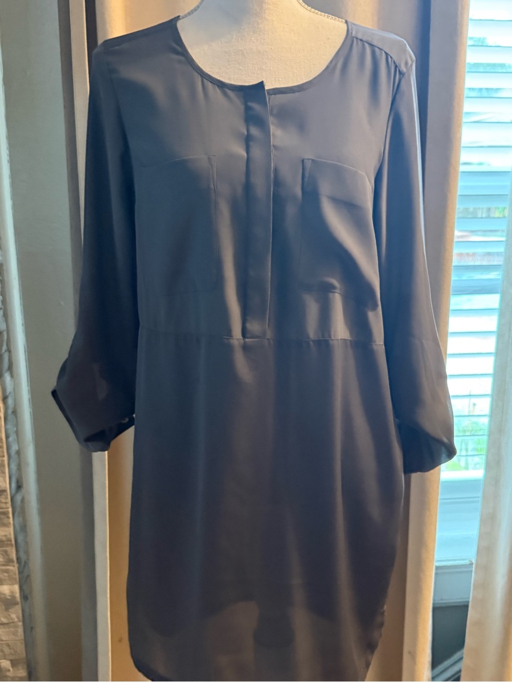 Satin slate grey mini dress from H&M